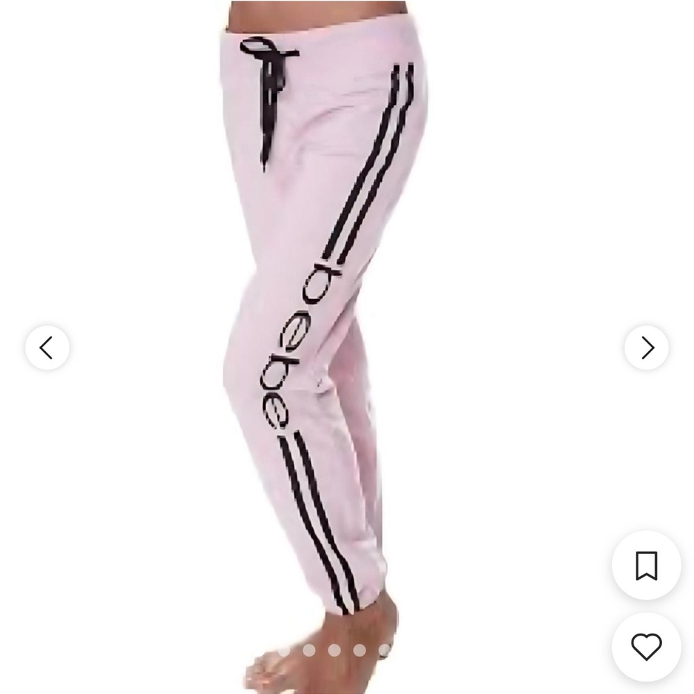 Bebe Pink Joggers with Black Stripes